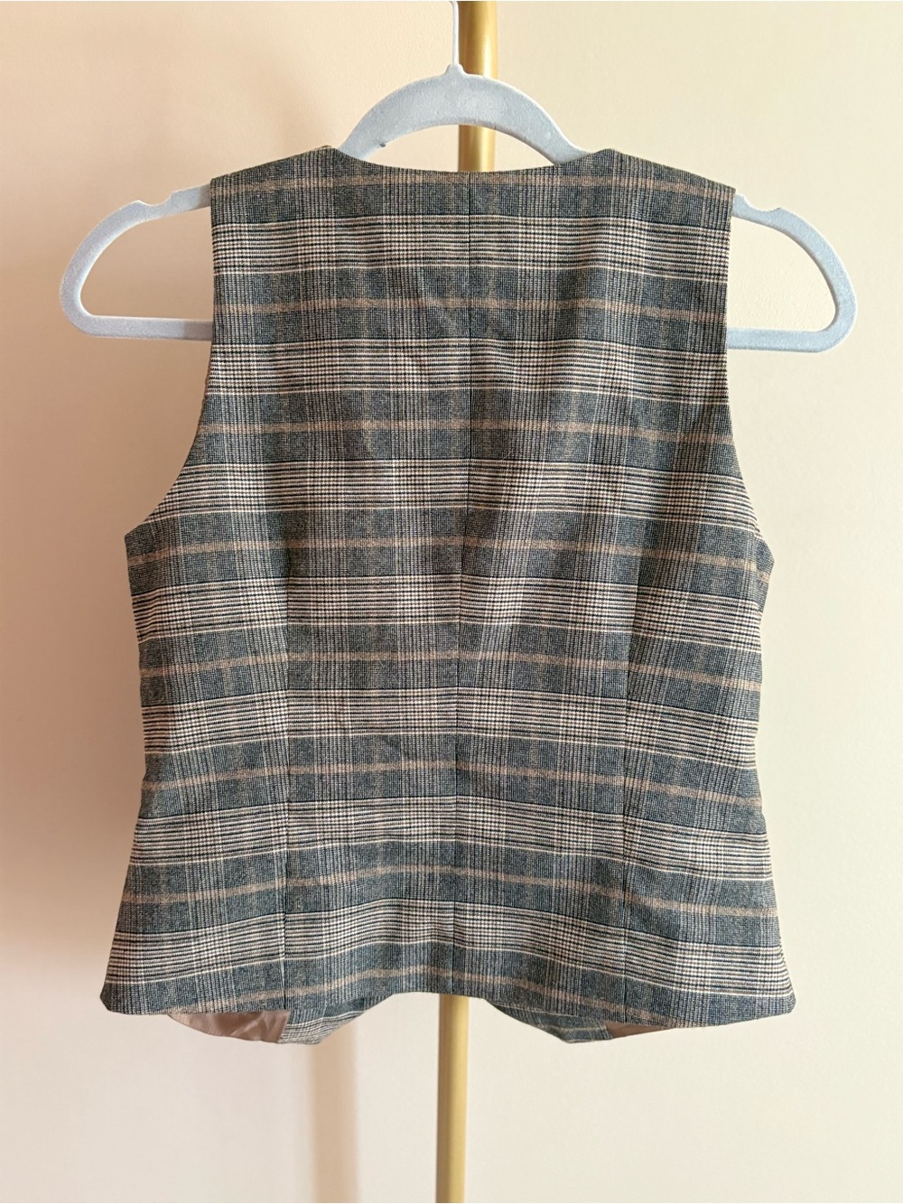 autres filles Plaid Vest in Brown and Gray - Picture 3 of 4